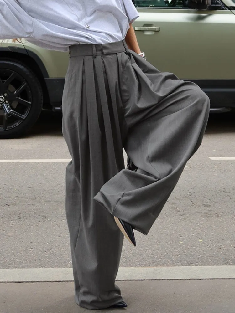 Women's Fashion Casual Loose Versatile Wide-leg Trousers Spring And Autumn Temperament Commuting Pleated High-waisted Suit Pants