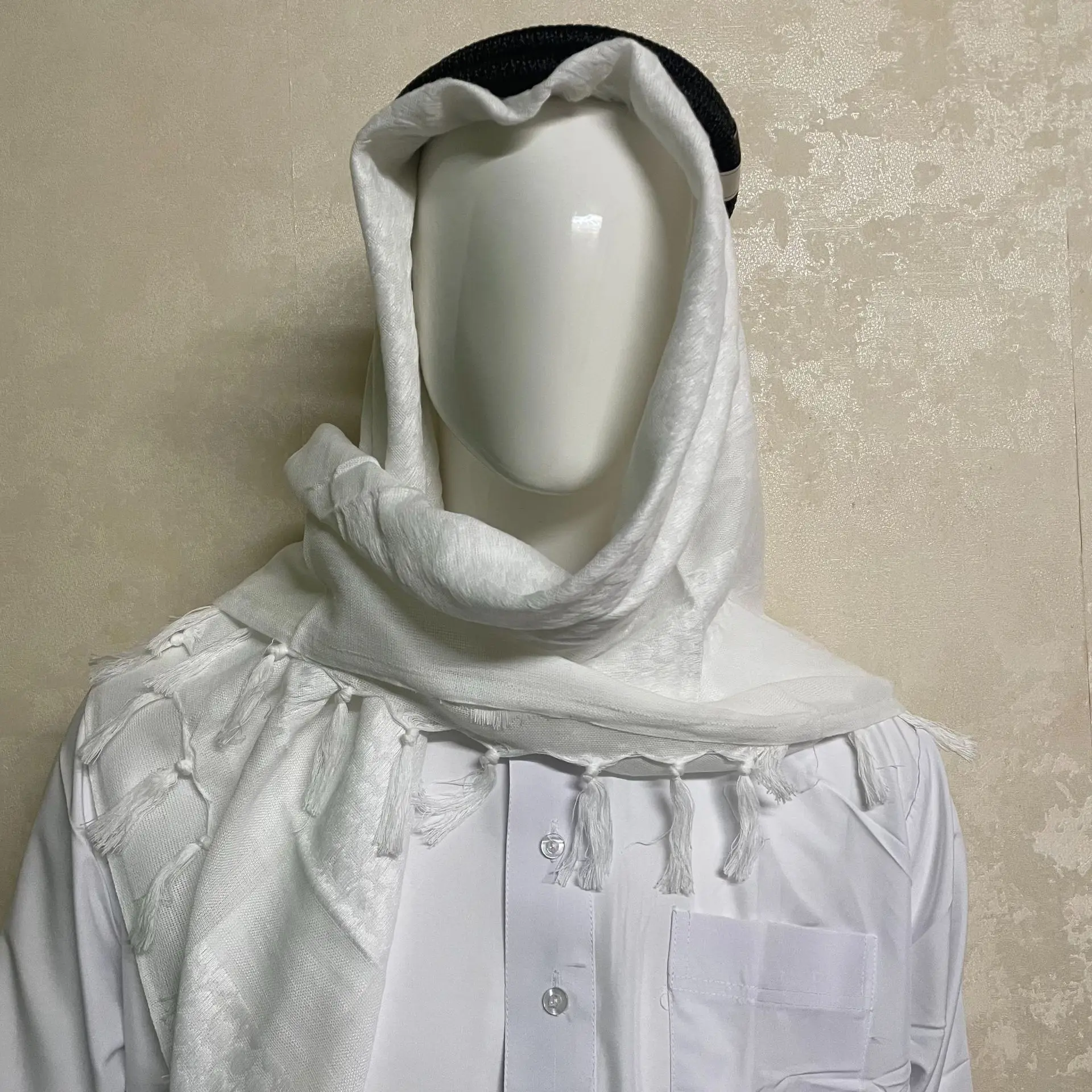 2026  Hot Selling Cotton Arab Shemagh, Tactical Desert Scarf with Fringe, Unisex Neck Head Wrap for Men & Women