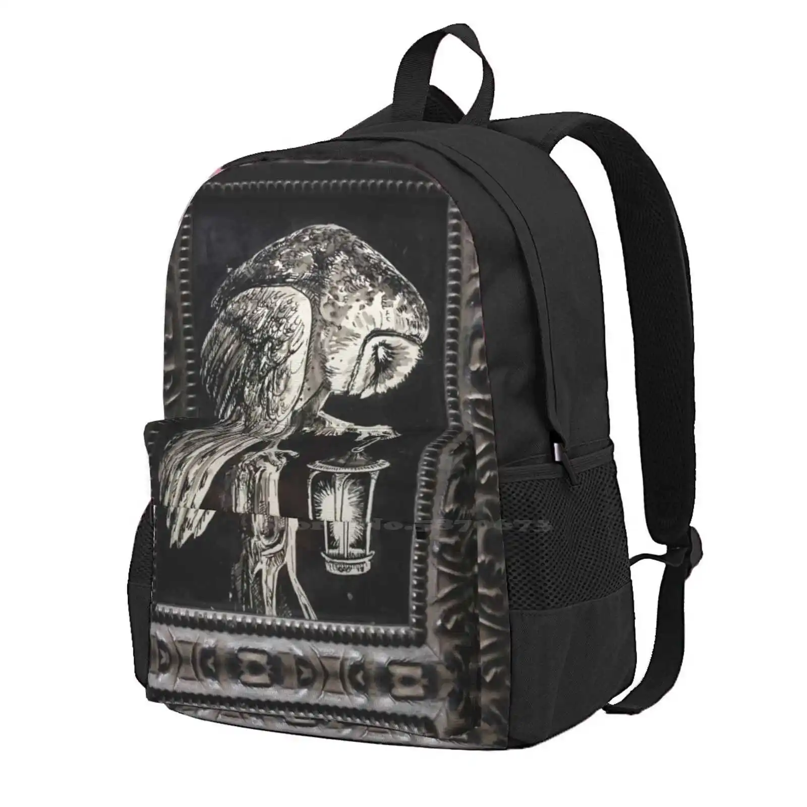 The Hermit Fashion Travel Laptop School Backpack Bag Lantern Barn Owl The Hermit Tarot Spooky Halloween