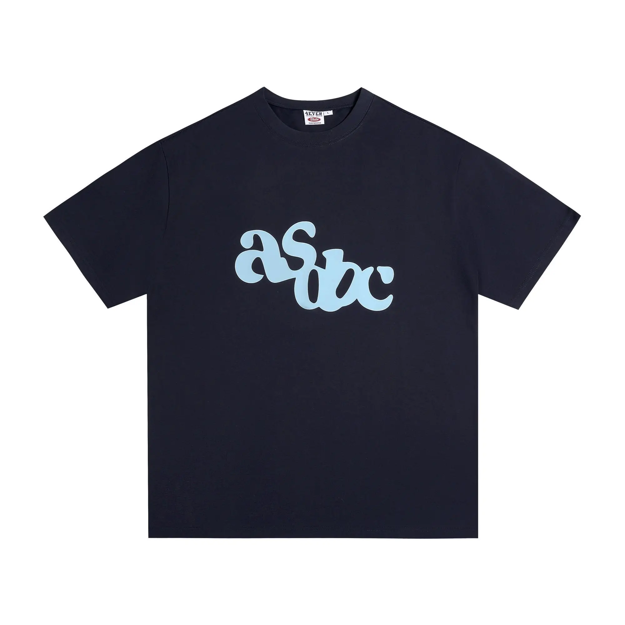 Camiseta de manga curta com estampa de letras americanas de algodão puro solta casual versátil para homens e mulheres casal