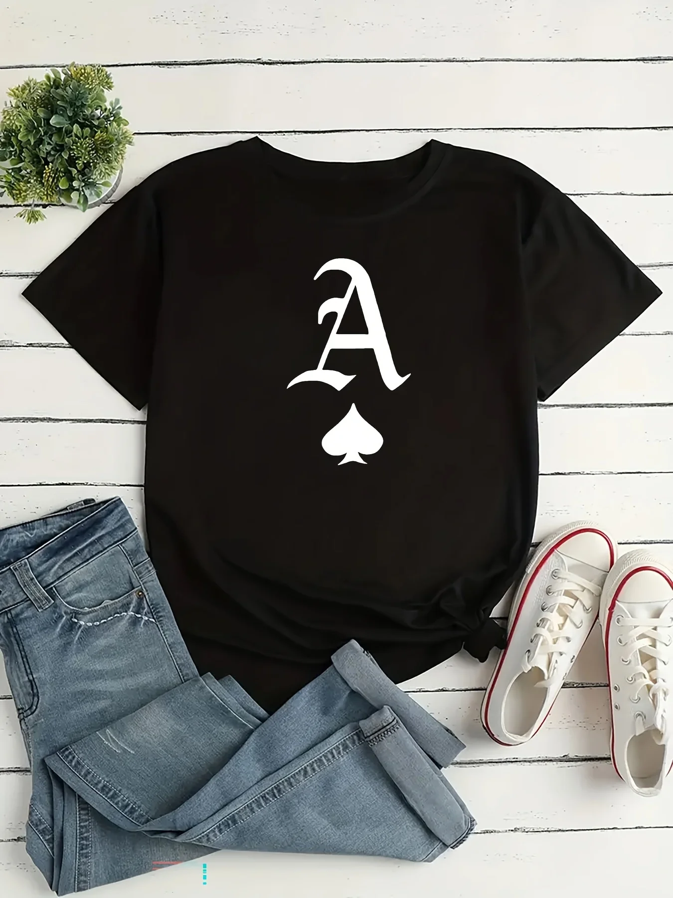 

Модная спортивная футболка с рисунком покера, футболка с коротким рукавом и круглым вырезом, женская спортивная одежда