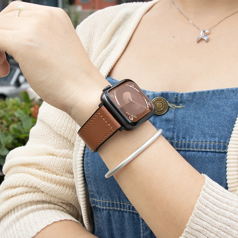 Correa de silicona + cuero para Apple Watch 11 10 42mm 46mm Ultra 3 49mm pulsera magnética iWatch 9 8 7 6 5 SE3 45/41mm 40/44mm