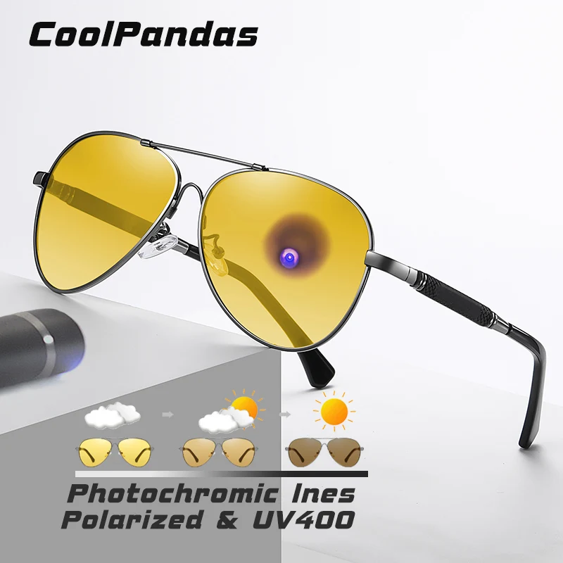 

CoolPandas Intelligent Photochromic Aviation Sunglasses Polarized Man Anti-glare Day Night Vision Glasses Woman zonnebril heren