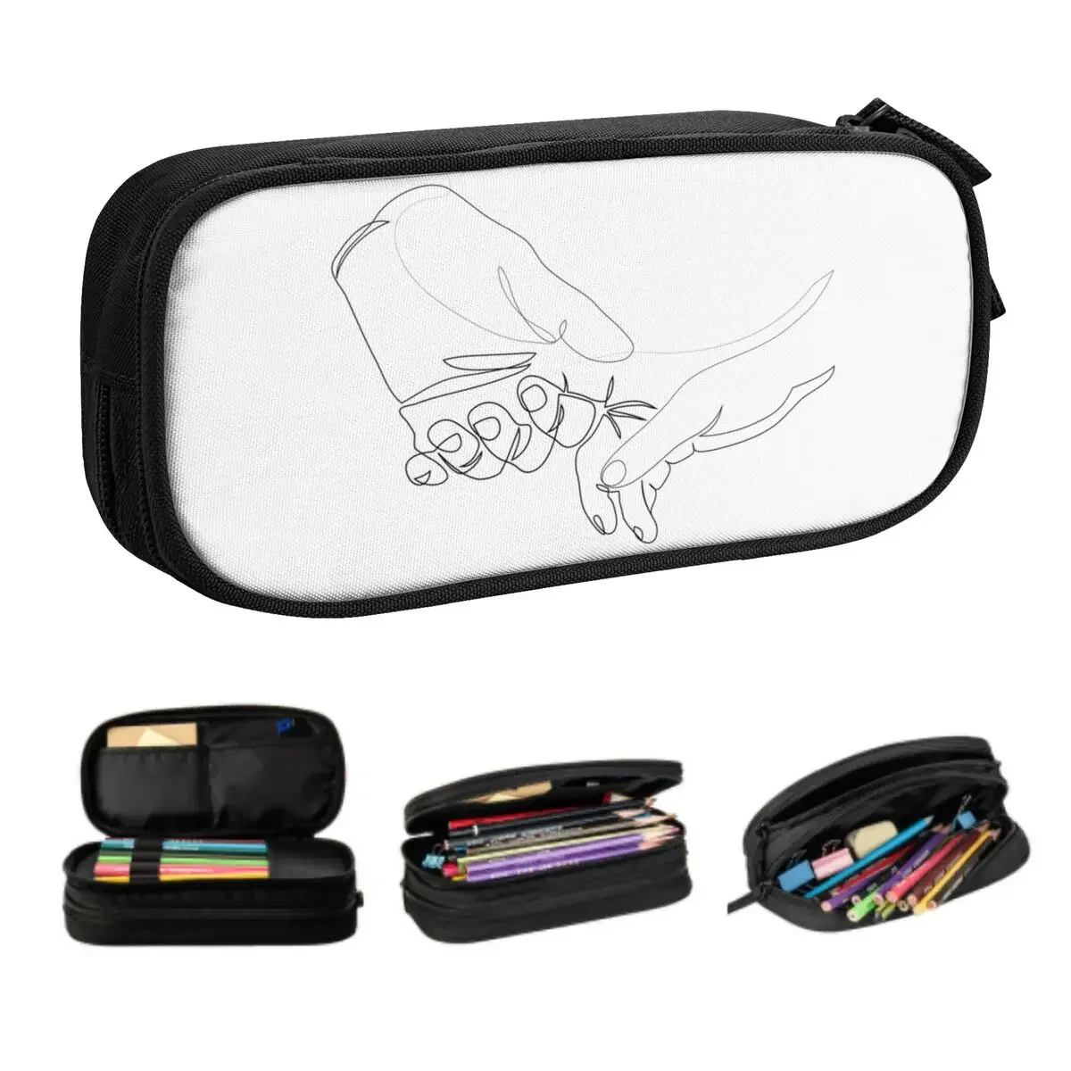 Custom Kawaii Take My Hand Minimal Line Art Pencil Case for Boy Large Capacity Minimalist Abstract Pencil Pouch School Supplies