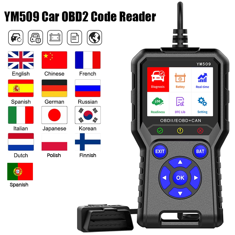 Диагностический Инструмент Для Считывания Кодов Obd2 Ym509