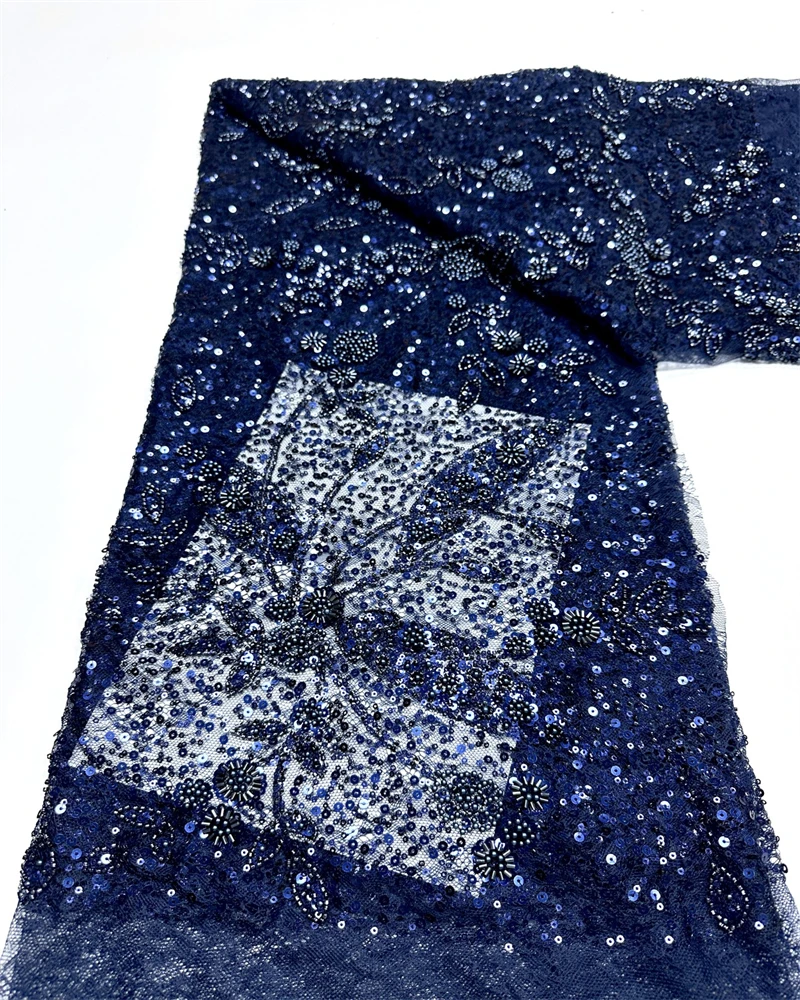 2025 Tessuto di pizzo con perline ricamate francesi con paillettes Stile africano nigeriano per abiti da sposa alla moda