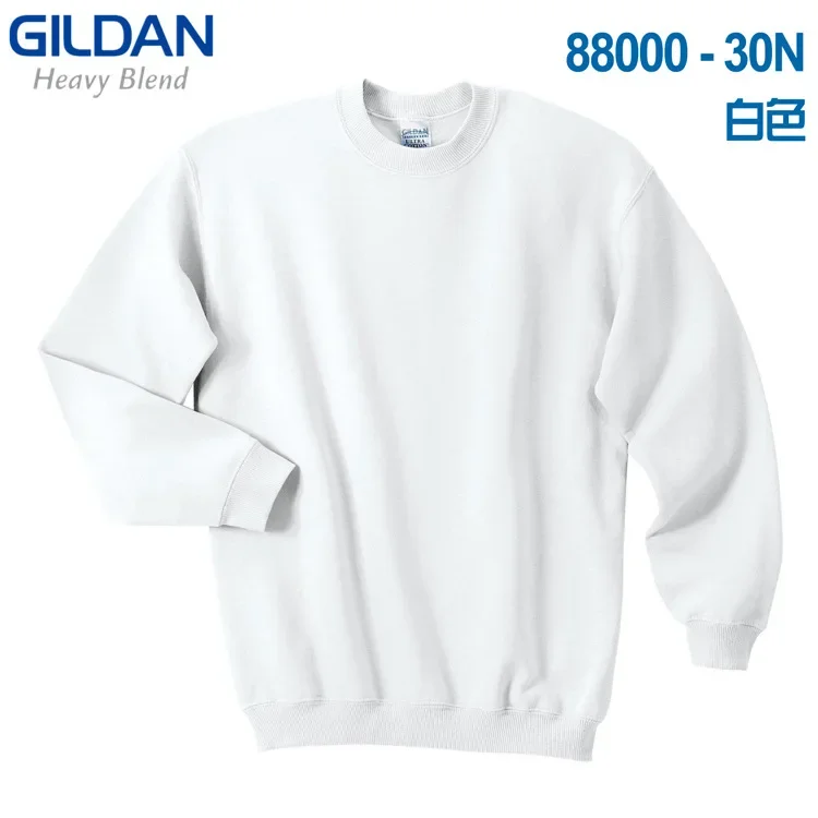 GILDAN 88000 Fleece Men\'s Solid Cotton Sweatshirts Active Sports Hoodies For Men O-Neck Plus Size Pullover Sweatshirts Male