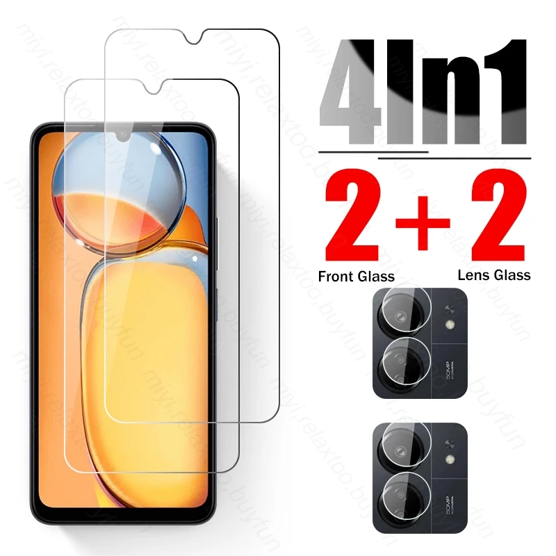 4In1 Protective Glass For Xiaomi Redmi 13C 12C 10C 9C Redmi Redmy 13 12 10 9 C C13 C12 C10 C9 Camera Lens Screen Protectors Film