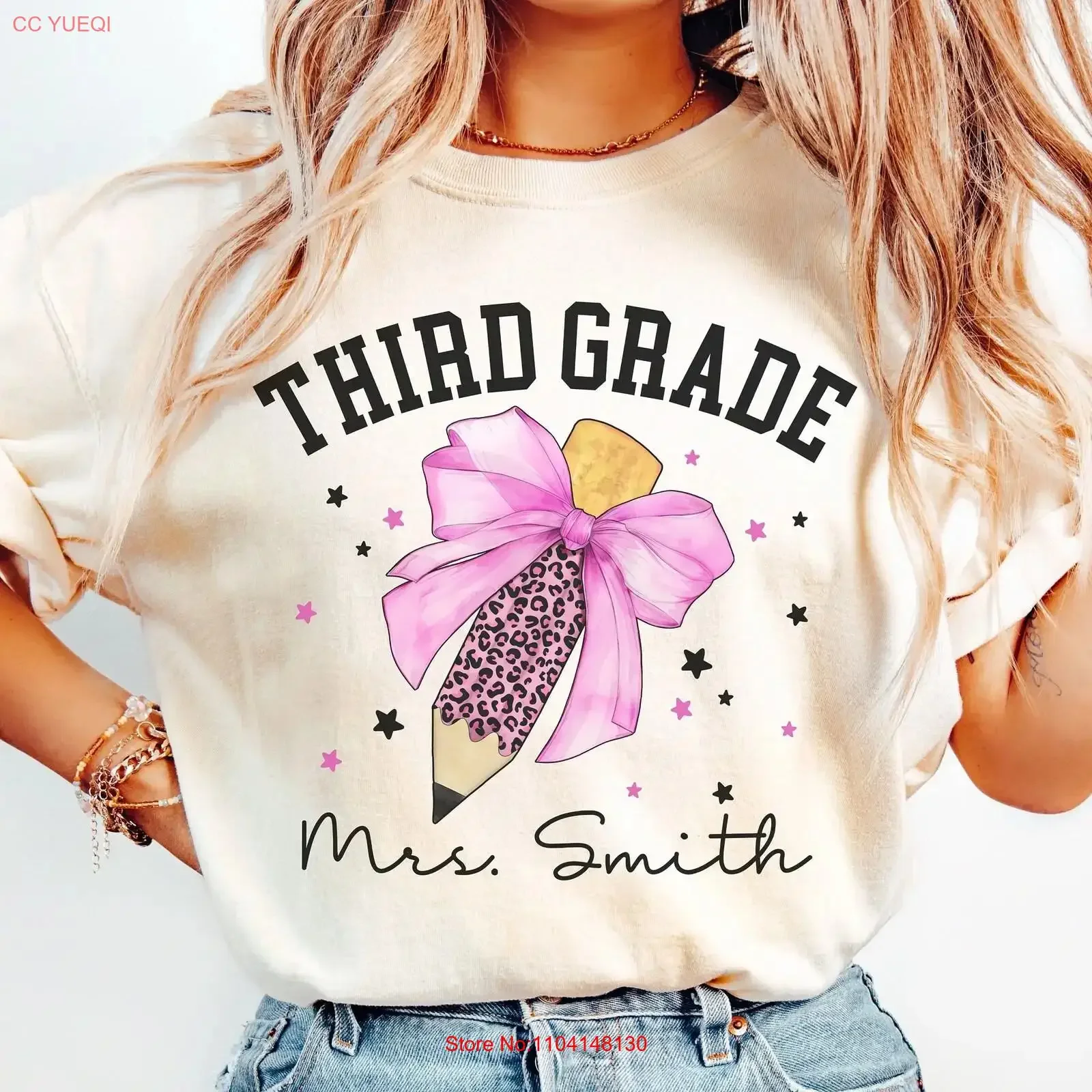 Custom Third Grade Teacher T Shirt Coquette Personalized Appreciation 3rd vintage Washed graphic Versatile Unisex fashion