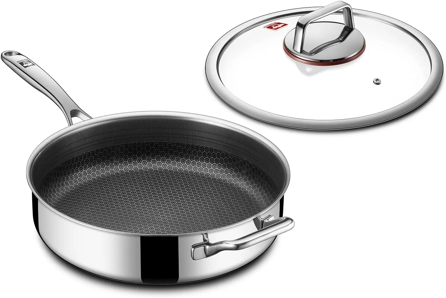

Stainless Steel Deep Wok (with Lid), Heat-Resistant Handle, Oven and Dishwasher Safe, Compatible with All Stove Types