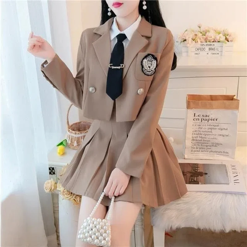 Female JK Suit Jacket Pleated Skirt Spring and Autumn Clothing Professional Attire Temperament Goddess Style Two-piece Set