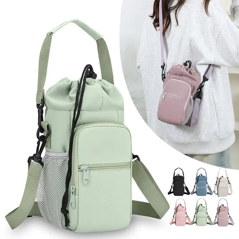 Nouvelle Housse Portable pour Bouteille d'Eau de Sport avec Sangle, Étui pour Tasse, Sac Téléphone, Accessoires de Camping en Plein Air, Sac pour Bouteille d'Eau de Gym