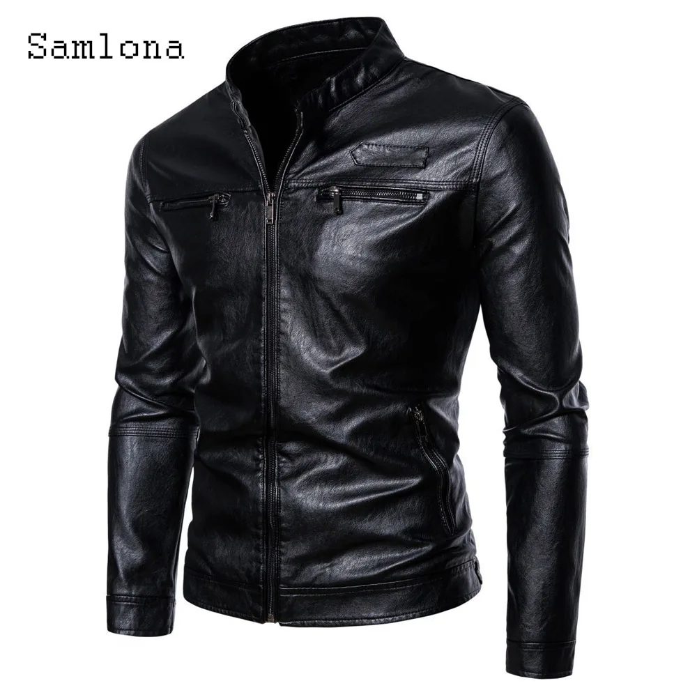 Men's Pu Leather Jackets 2024 European Style Motorcycle Jacket Sexy Multi Zipper Coats Men Long Sleeve Basic Tops Outerwear New