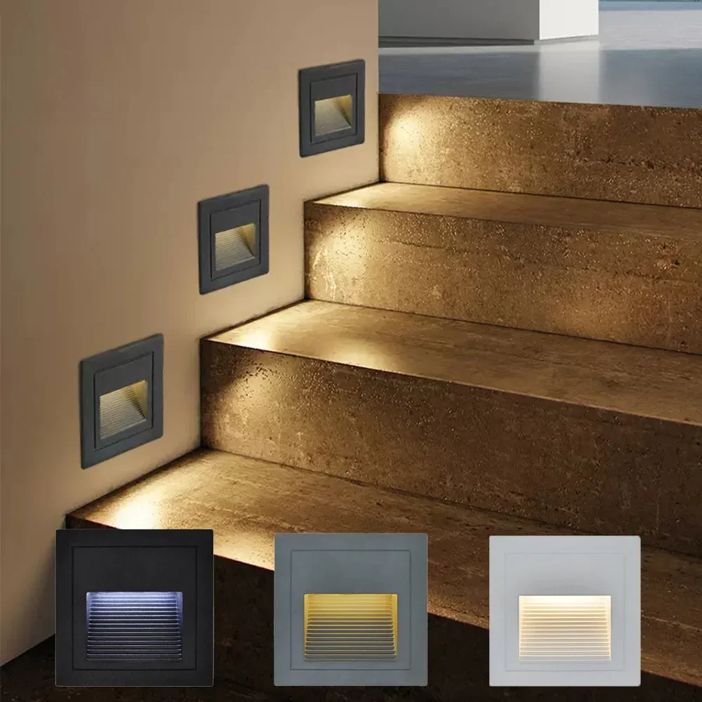 Nice Aluminium LED Wall Lamp Waterproof LED Stair Step Light Recessed Buried Lamp Indoor/Outdoor Waterproof Staircase Step Light