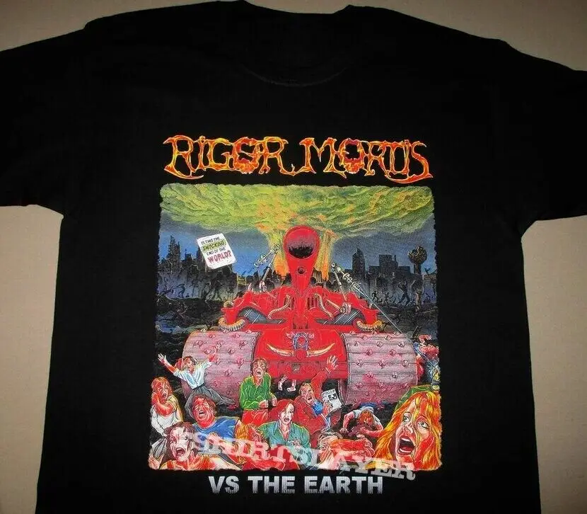 

Хлопковая футболка Rigor Mortis Vs The Earth, с коротким рукавом, черного цвета, размеры от S до 5XL, BE1509