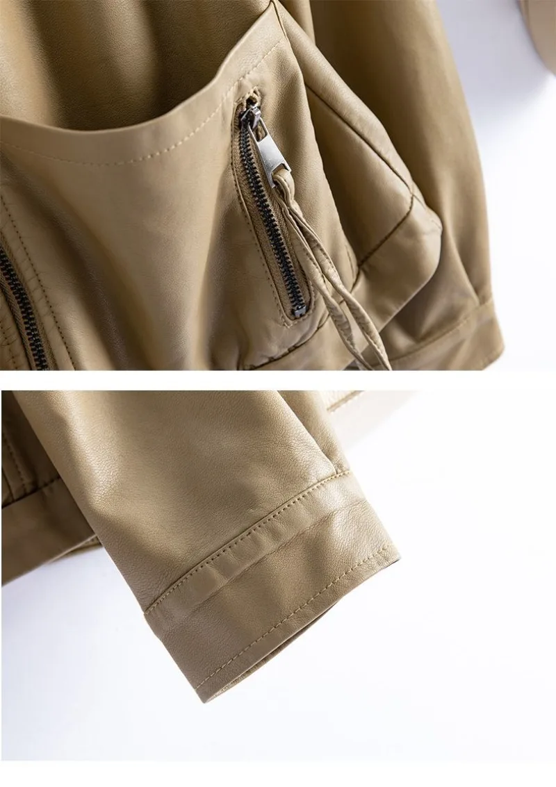 New 2026 Temperament PU Leather Jacket Women's Autumn Lapel Loose Motorcycle Jacket Ladies Casual Female Outwear Overcoat