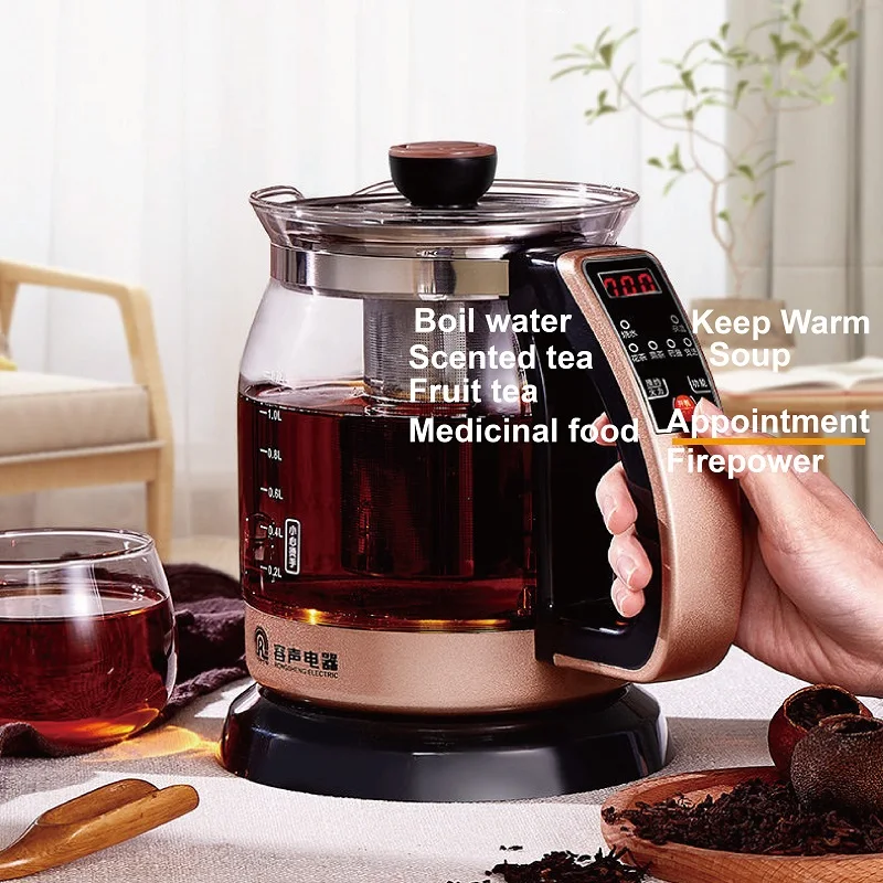 1.2L Smart Health Pot Home Electric Kettle Office Glass Flower Teapot 24h Appointment Stew Boil Kettle Multifunctional 700W