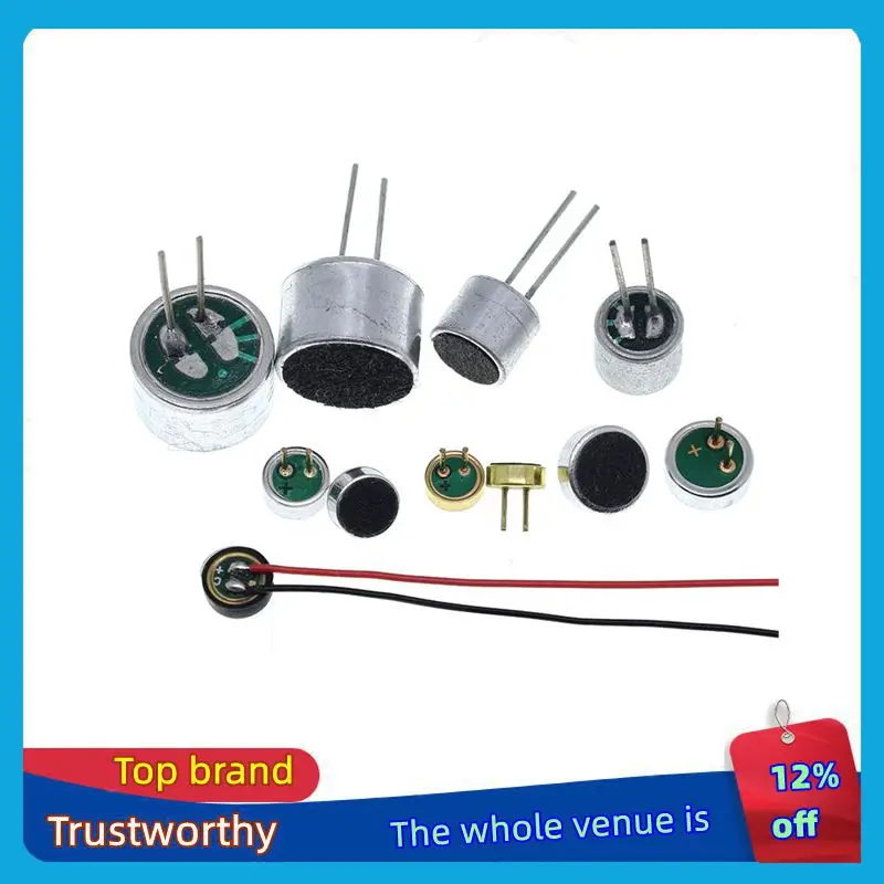 TZT 10 قطعة ميكروفونات إليكتريت متنوعة مع 2 دبوس لاقط 9x7 مللي متر 9767 6x5 مللي متر 6050 6x2.2 مللي متر 6022 4.5x2.2 مللي متر 4522 4x1.5 مللي متر 4015