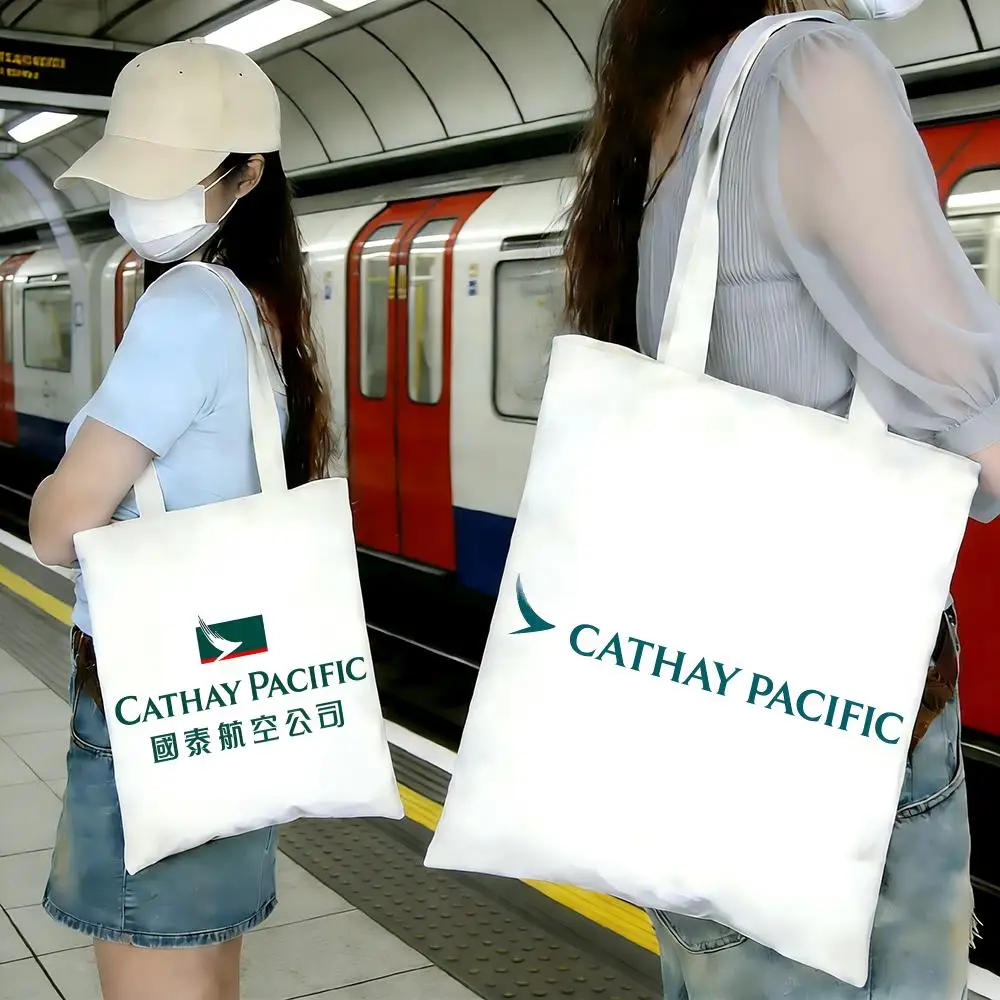 airline aviation logo C-Cathay Pacific Storage Bags Shopping Bags Series Print Bags Lightweight Shoulder Bag For Daily Use