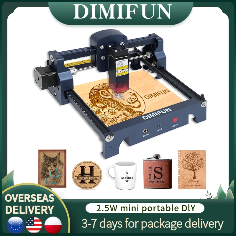 Mini Laser Engraving Machine - Small Size and High Precision 2.5W LaserGRBL/Lightburn for Wood, Acrylic and Leather