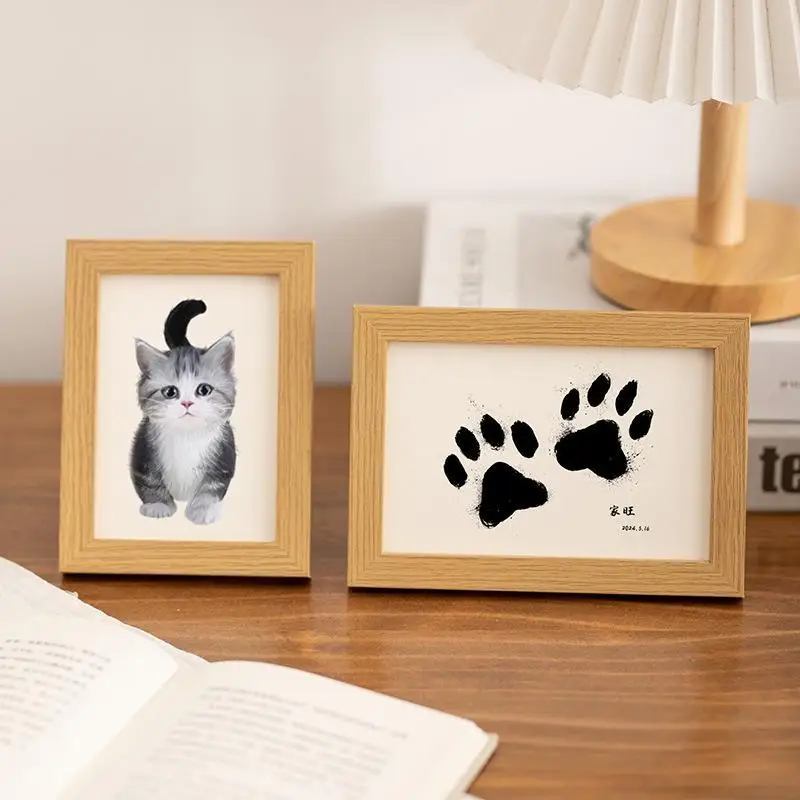 5/6/7/8 Inch Pet Footprint Picture Frame Display Box DIY Footprint Picture Frame One-Year Footprint Resin Frame