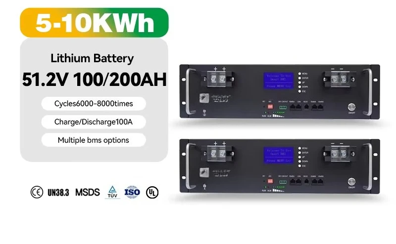 

EU US Popular Rack-Mounted 51.2V 200AH LiFePO4 Battery Energy Storage System Home Stackable Lithium Battery Pack