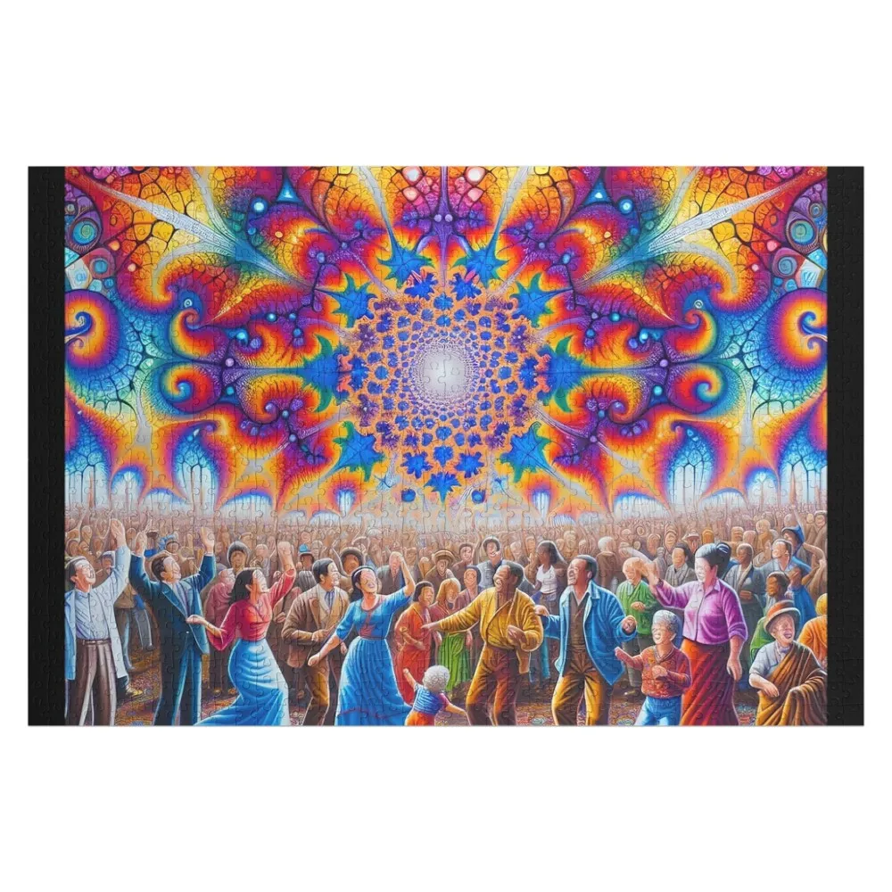 

A.I. Psychedelic Stained-Glass Mandelbrot Fractal Dancing Crowd at Concert 0001 FunFractals ChromaDepth 3D Jigsaw Puzzle