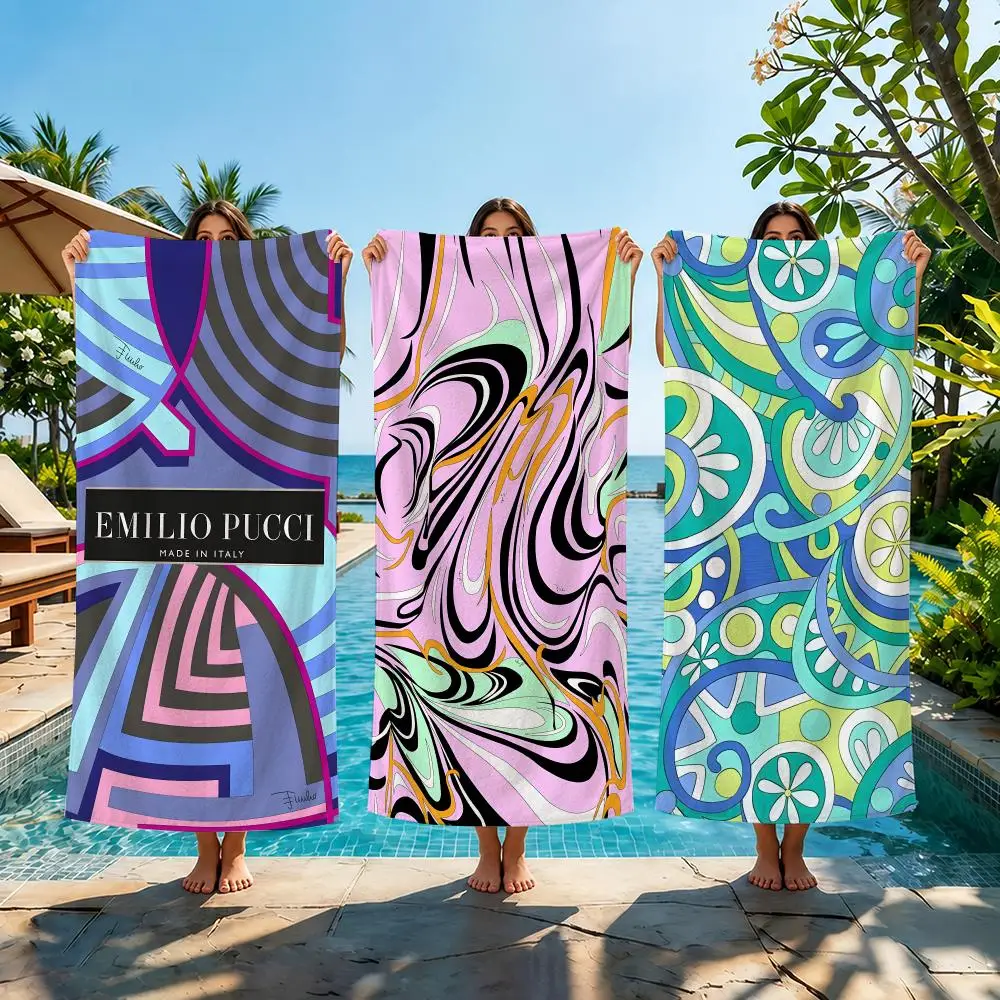 E-Emilio Pucci Towel Beach Towel Quick Dry Absorbent Bath Towel For Swimming Gym Camping Outdoor Sunbathing