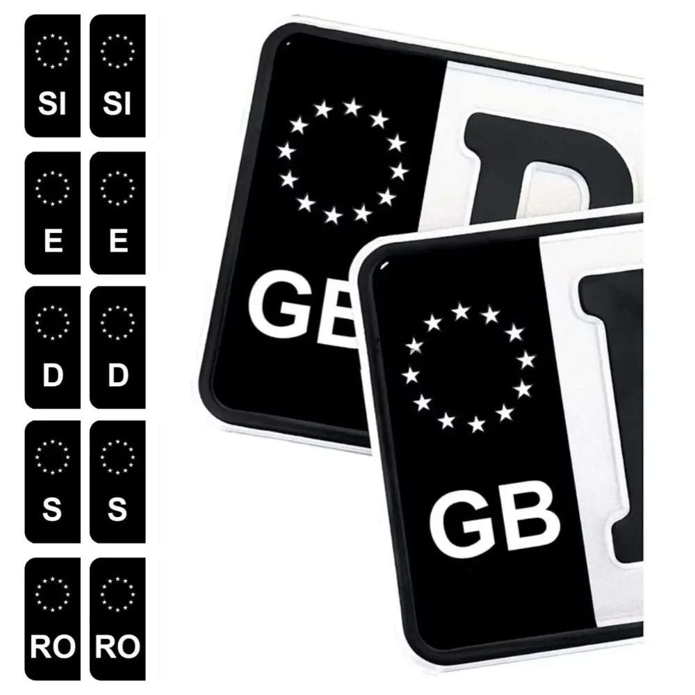 EU License Plate Corner Vinyl Sticker Waterproof Self Adhesive Decal for Car Plate Frame Decor E S F PL SK UK NL P