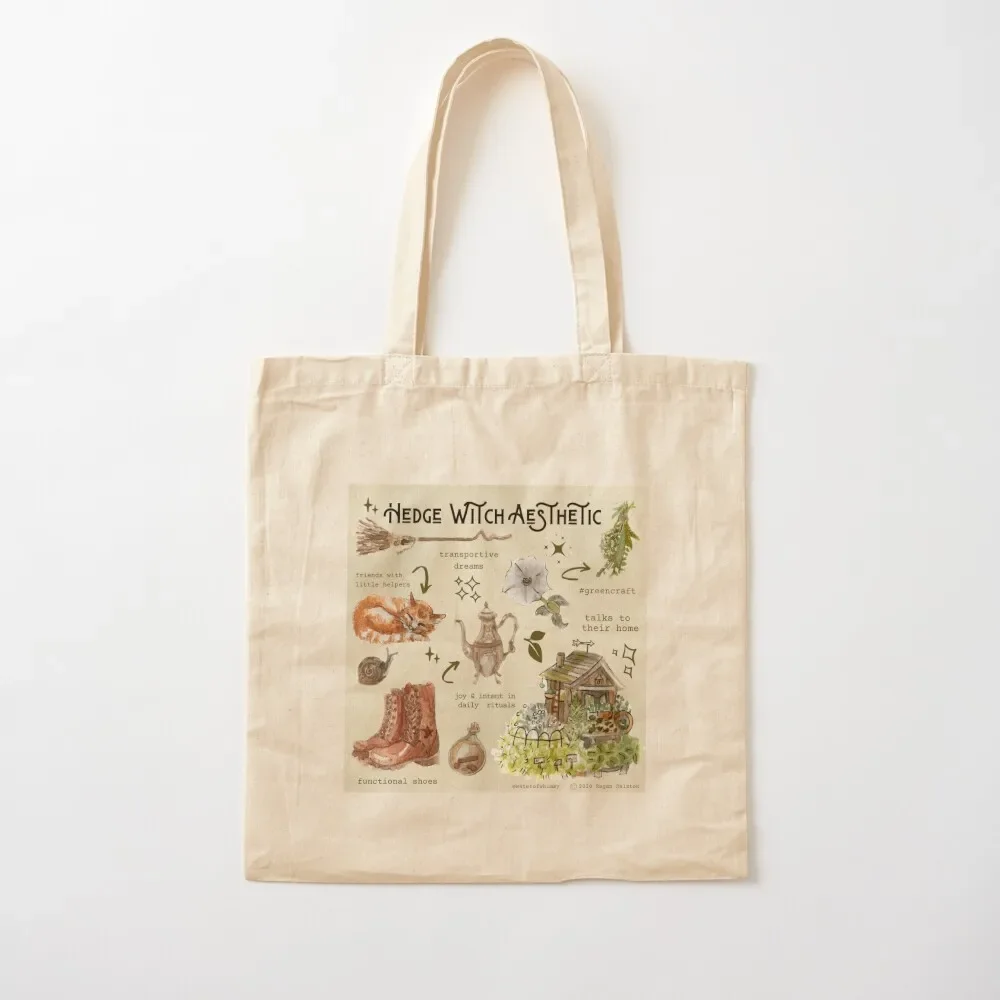 

Hedge Witch Aesthetic Illustration in Watercolor Tote Bag supermarket folding bag canvas shopping bag