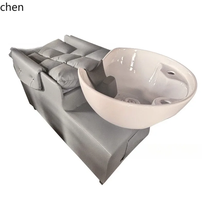 High-End Semi-Reclining Shampoo Bed for Hair Salon, Direct Supply from Manufacturer, Ceramic Basin, Simple Design