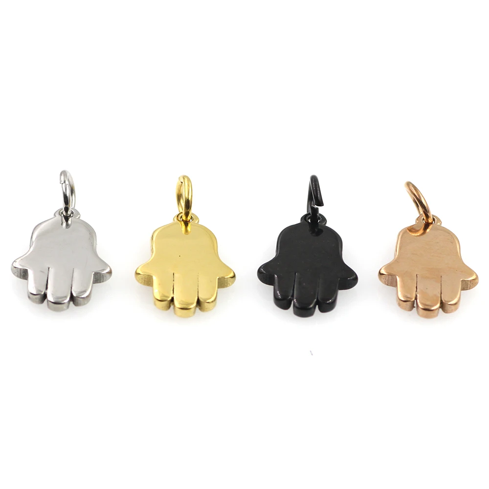 4pcs Stainless Steel Crystal Buddha Hand Pendant Eye Charms DIYJewelry Necklace Bracelets Accessories Jewelry Making Wholesale