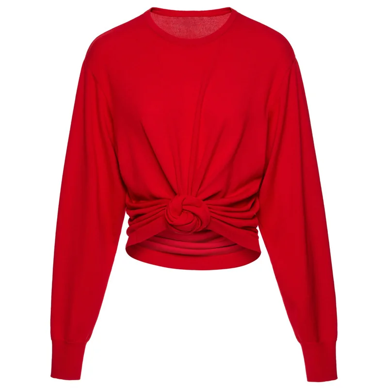 

Women's sweater 2025 Winter new elastic knitted slim fit long sleeved top 100% wool round neck pullover crop top Women's t-shirt
