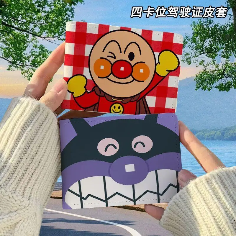 Anpanman Baikinman Pu Waterproof Four Card Positions Driver's License Protective Cover Bank Card Holder Boy's Birthday Gift
