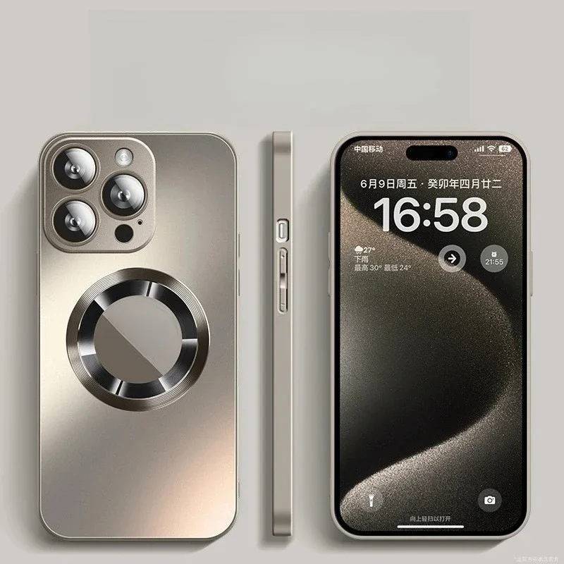 

For IPhone 16 15 14 13 12 Pro Max Series Matte Magnetic Magsafe Phone Case Camera Protection Shockproof Wireless Charging Cover
