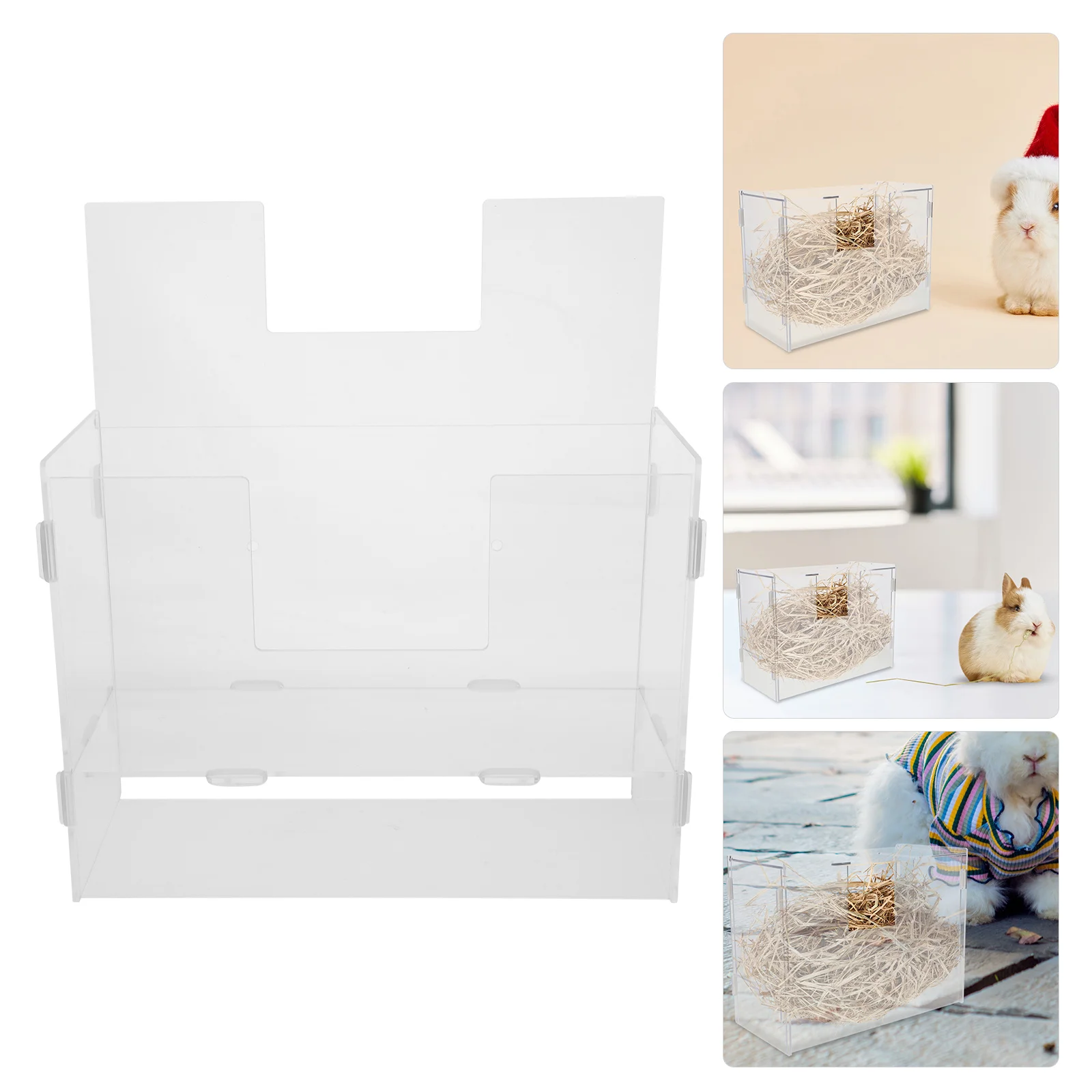 

Pet Feeder For Rabbit Hay Holder Acrylic Large Capacity Bunny Feed Groove Durable Hamster Feeding Rack Small Animal Food