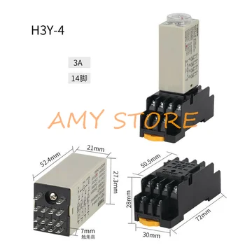 1 adet 12V/24VDC 24V/110V/220V/380VAC 14P 4PDT 0.5-10S 1.0-30S 2.0-60S güç zamanlayıcı gecikme DIN ray zaman rölesi H3Y-4 soket PYF14A