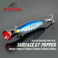 Señuelos de pesca de mar OSP superficie Popper ojos 3D cebos de peces falsos Topwater flotante Wobbler cebo duro Artificial aparejos de pesca blandos