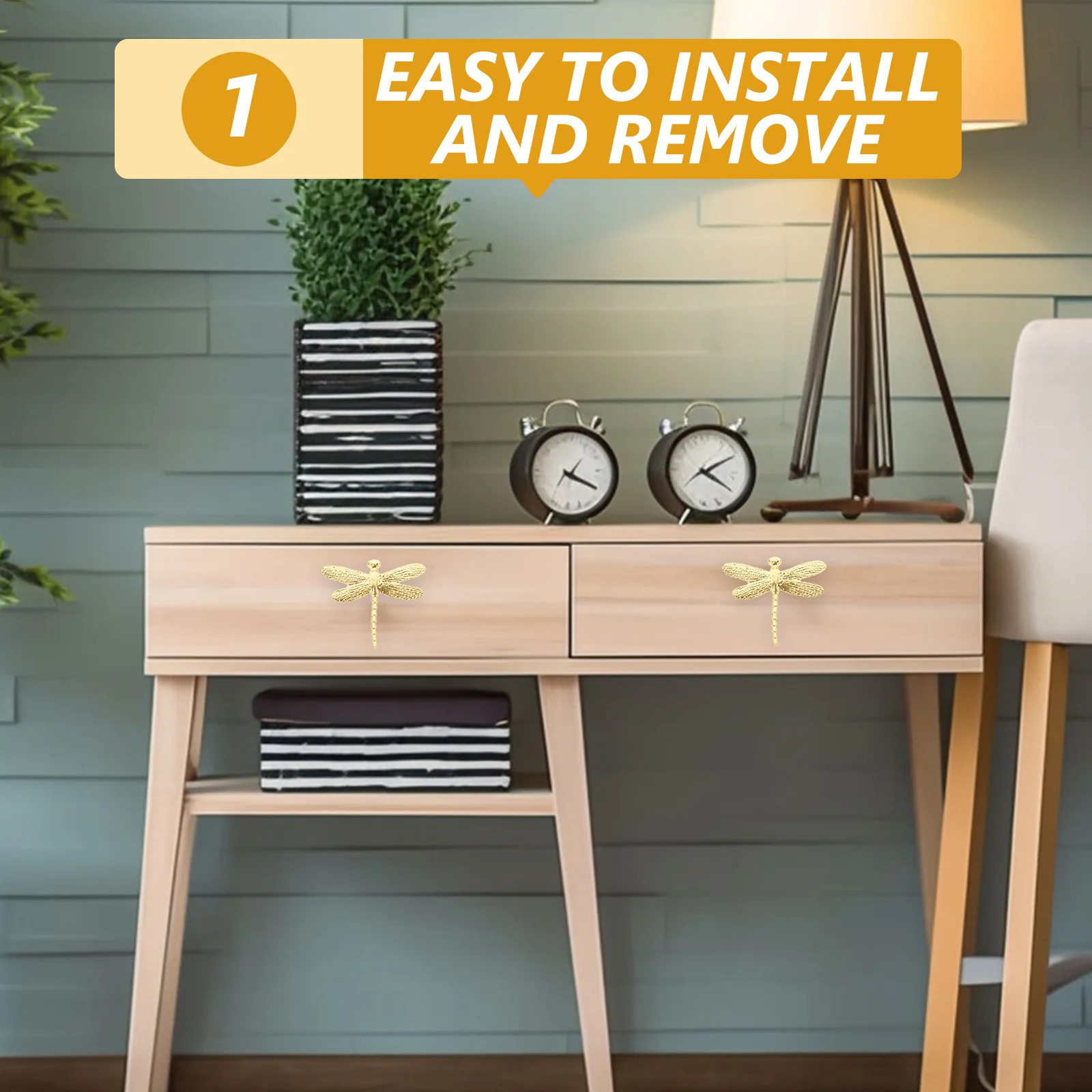 

2Pcs Dragonfly Shape Brass Cabinet Knobs Decorative Handles for Dresser Wardrobe Cupboard Drawer Pulls Dresser Drawer Knobs