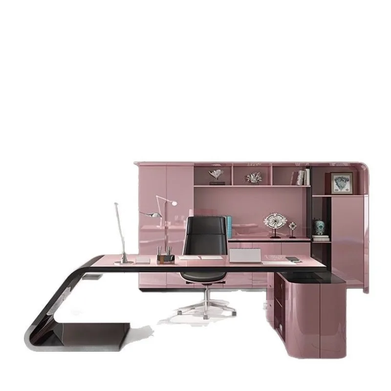 

Painted desk stylish simple lady boss table pink manager table creative office table and chair combination