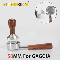 58mm Coffee Bottomless Portafilter Naked Filter Holder For Gaggia Classic Wood Handle Espresso Machine Accessories Barista Tools