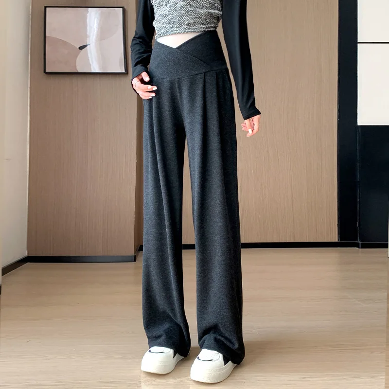 Maternity Pants Spring and Fall Wide-Legged Pants Low-Waisted Glutinous Pants Small Casual Straight Pant Maternity Clothing