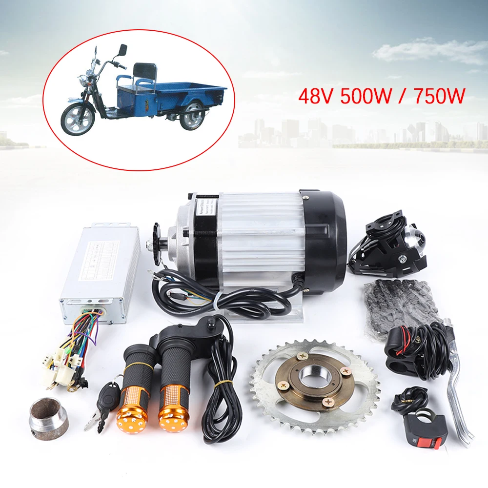 500W/750W 48V  Electric Brushless Geared Motor Kits For Tricycle Rickshaw Bike 48v Electric Brushless Geared Motor Kit