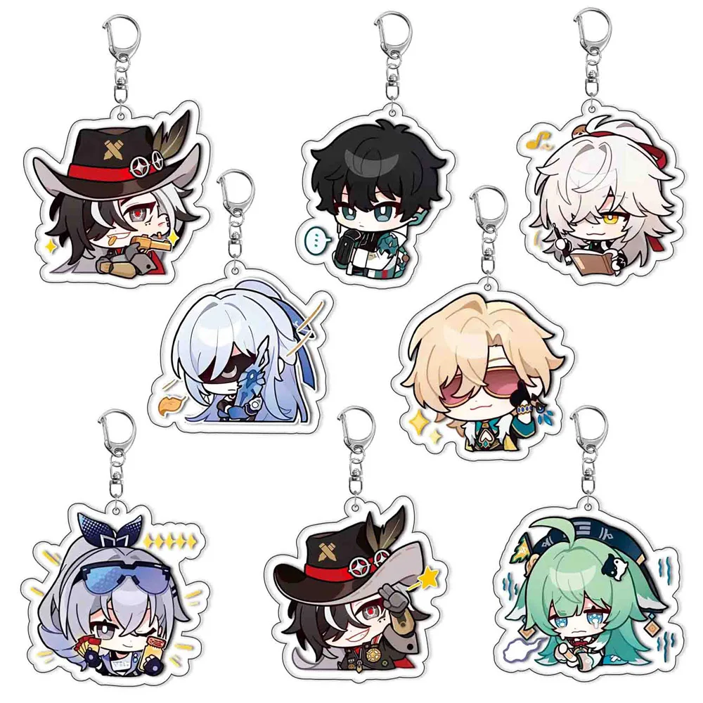 Hot Game Honkai:Star Rail Keychain Kawaii Figures Himeko Dan Heng Pendant Key Chain Arcylic Keyring Bag Accessories Jewelry