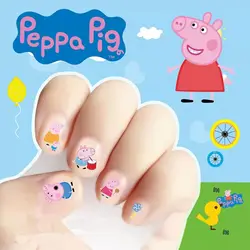 Świnka Peppa naklejka do paznokci lalki z kreskówek dla dzieci makijaż zabawka nylonowa naklejka Kawaii prezent urodzinowy dla niej