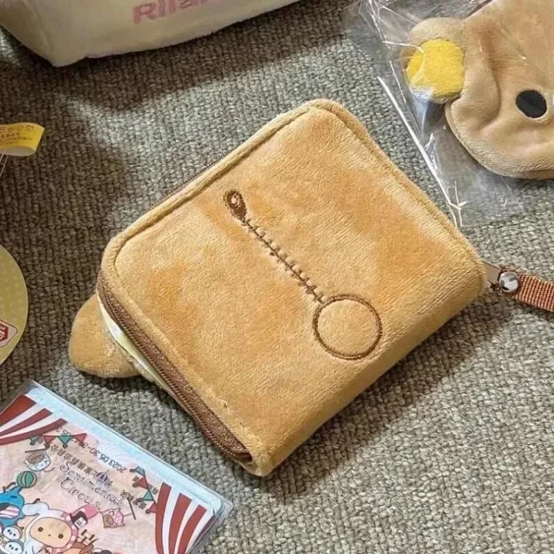 New Anime Kawaii Rilakkuma Girl Mini Plush Hand Holding Coin Wallet 3D Cartoon Portable Ticket Storage Card Pack Birthday Gift