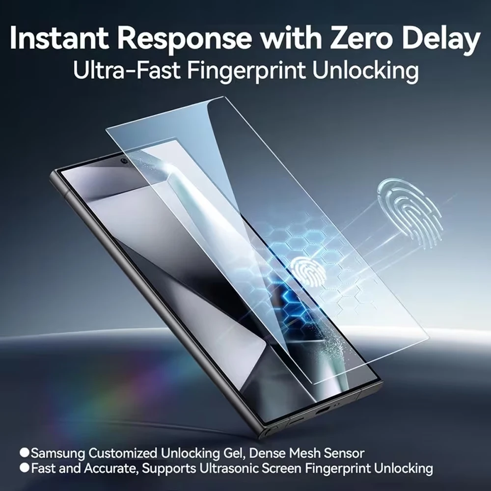 2pcs Fingerprint Unlock Screen Protector HD For Samsung S26 Ultra S26 Plus S25 Ultra S25 Edge S24 S23 S22+5G Tempered Glass Film