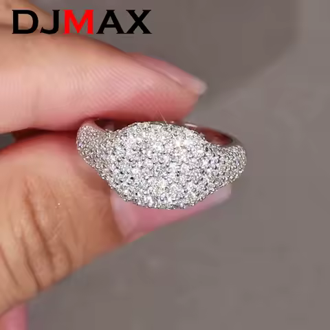New DJMAX Full D Color Moissanite Diamond Rings For Women Original 925 Sterling Silver Men's Moissanite Hip Hop Ring Finger Ring