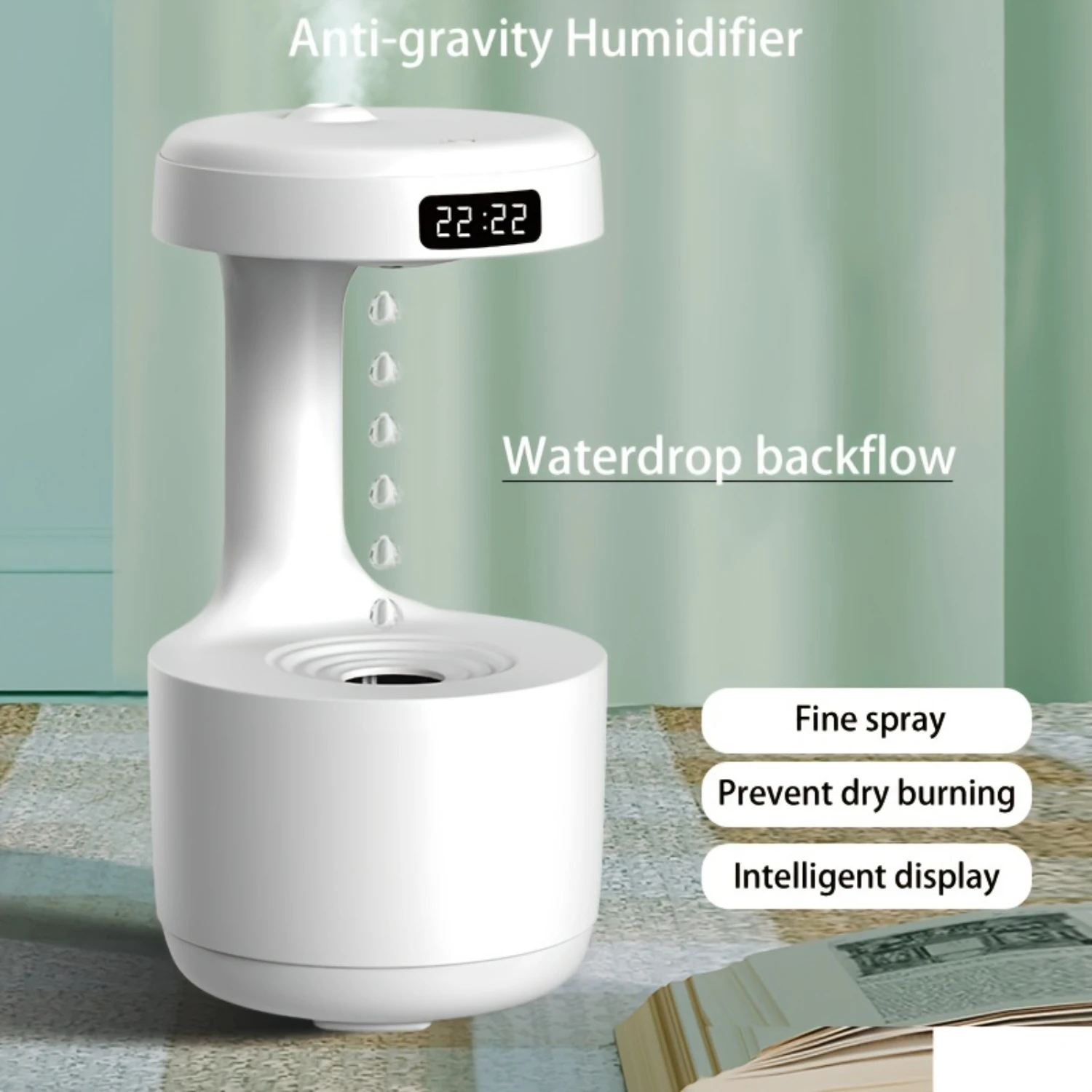 Multi-functional Anti-Gravity Humidifier With Clock, Night Light, Ornament For Enhancing Your 's Atmosphere, Can Be Used As Holi