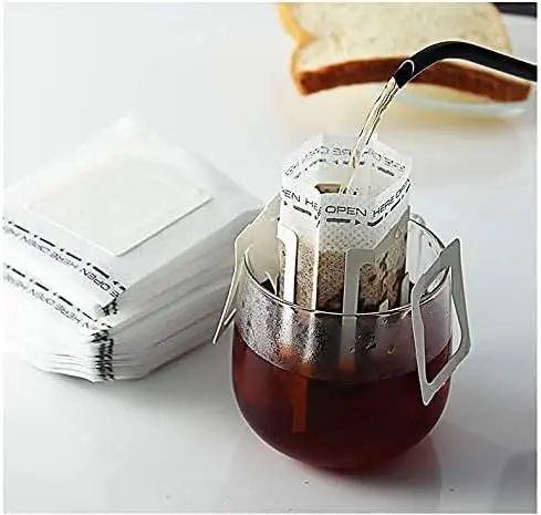 50 Pcs Disposable Coffee Filter Bags for Single Serve Drip Coffee, Portable Hanging Ear Design for Travel, Camping, Home, Office view 5